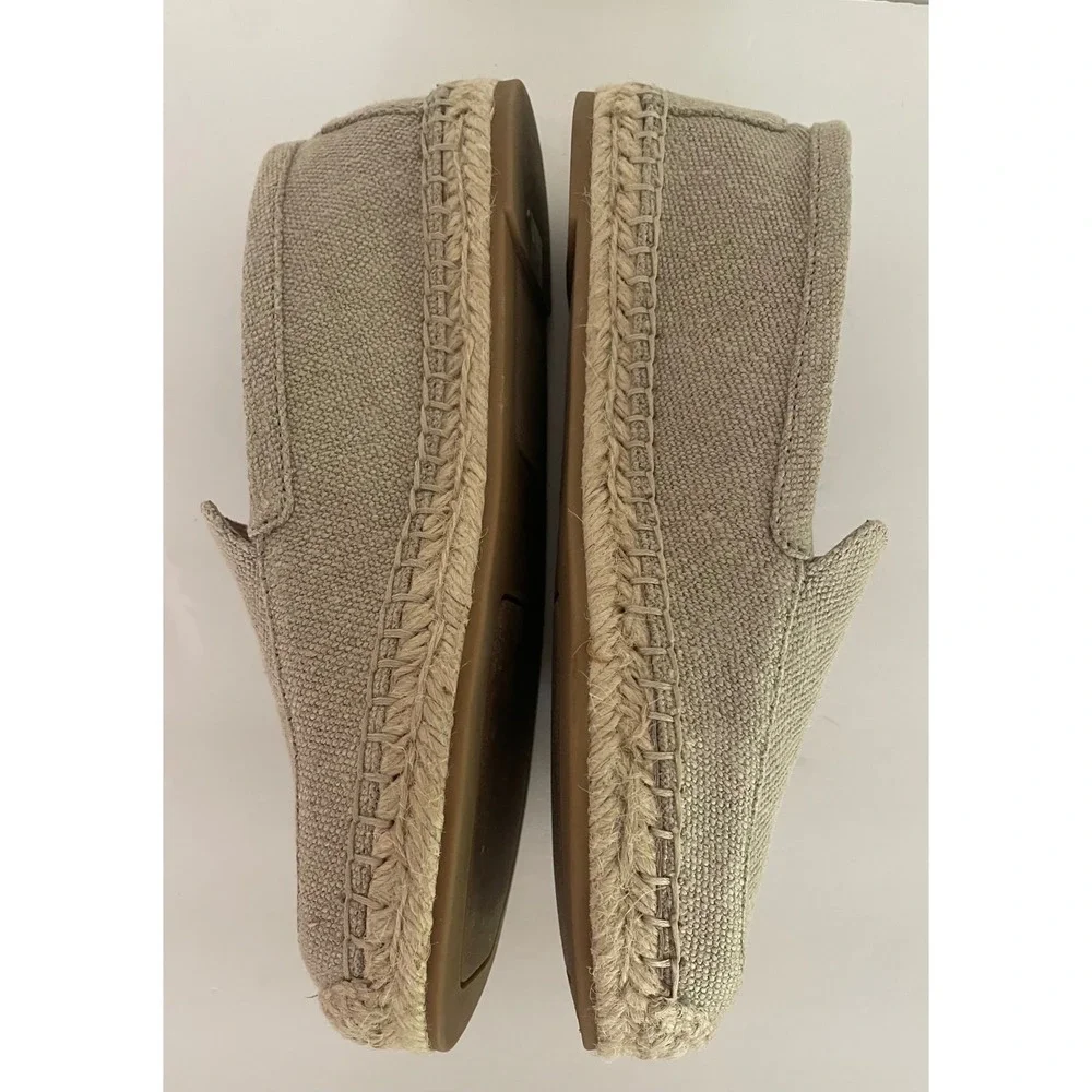 Eileen Fisher Lyla Natural Canvas Espadrille Loafers Beige Slip On Coastal 6.5